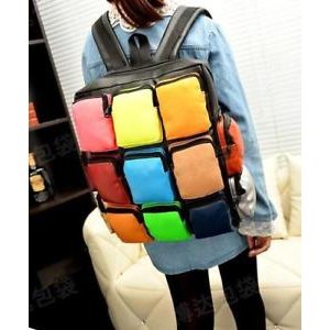 Multi-pocket colorful women shoulder bag backpack student travel