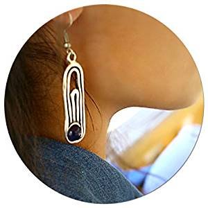 Elegant retro unique antique silver retro long statement navy blue stone earrings