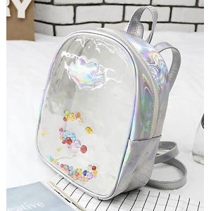 Lovely holographic crystal clear bags backpack schoolbag fashion girl