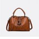 Women's Zipper PU Tote Bag Solid Color Dark Brown