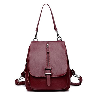 Women bag backpack zipper, solid dark blue, purple, wine