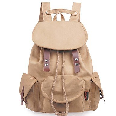 Women bag backpack button embroidery Brown