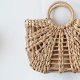 Women's Zippered Grass Top Tote Bag Solid Color Khaki