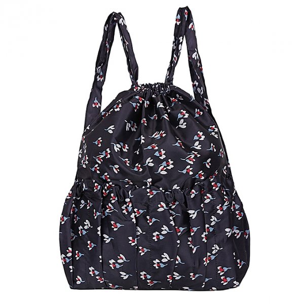 Neutral casual drawstring bag flower print backpack schoolbag travel bag