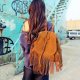 Backpack dark brown tassel ear