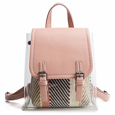 Women bag backpack button black , pink blush , khaki