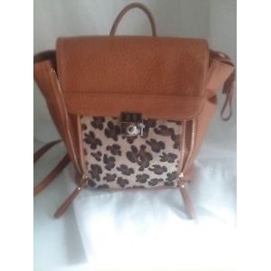 Brown leopard backpack style bag