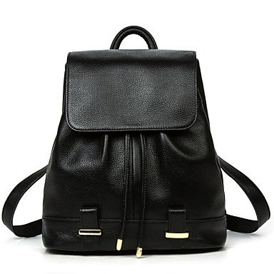 Handbag leather backpack solid color black, red