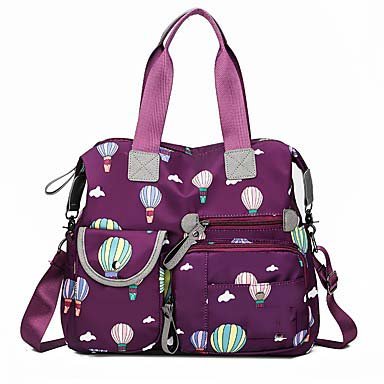 Ladies Pattern / Oxford Print / Nylon Tote Floral Print Black / Purple / Blush Pink