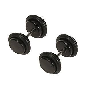 Stud inserted earplug acrylic cone with an O-ring stretcher - Black