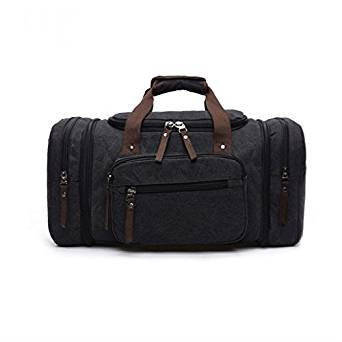 Black canvas bag travel luggage male gymnastics weekend duffle bag and shoulder belt