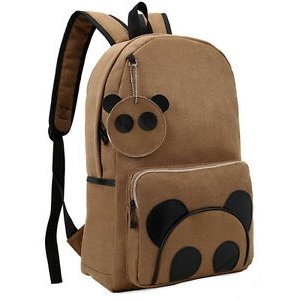 Women's Suede Panda Travel Backpack School Bag