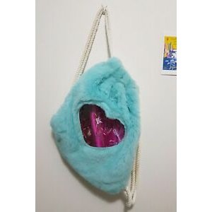 Drawstring backpack pink fluffy blue hollow