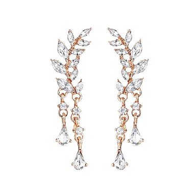 Crystal earrings sweet leaf retro fashion jewelry metal alloy