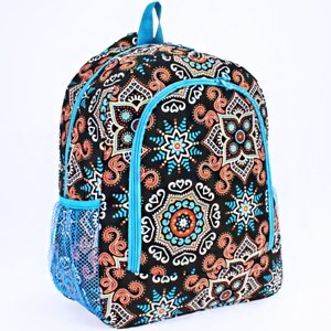 More black printed canvas backpack