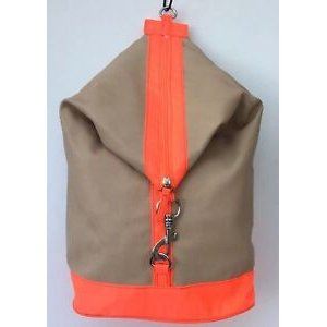 Neutral beige and orange canvas backpack