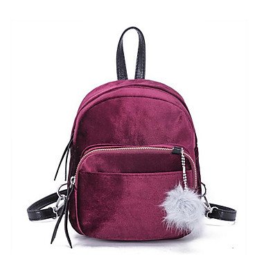 Women bag backpack feather , fur , zipper embroidery blush pink , gray , wine