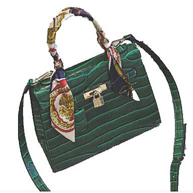 Women's chain polyester / PU (polyurethane) / PU handbag black / green stripes