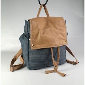 Striped denim backpack bag handbag