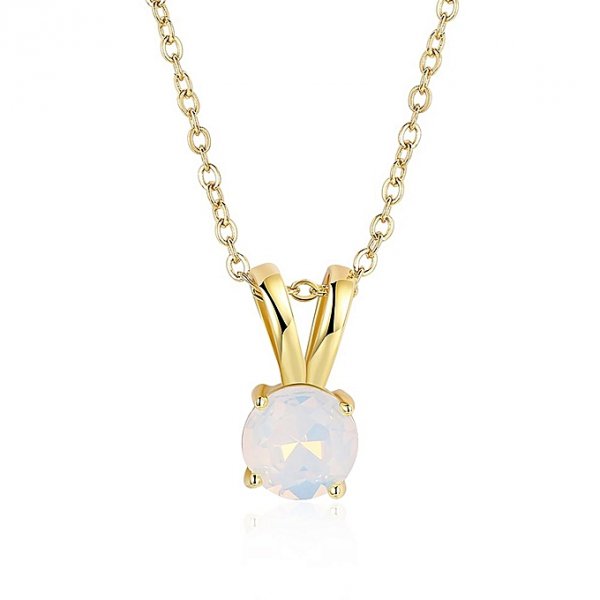 Elegant Necklace Charming Jewelry Woman Link Chain Opal Pendant