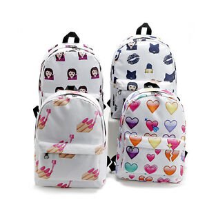 Fashion Emoji and Manicure Backpack Oxford Schoolbag Student