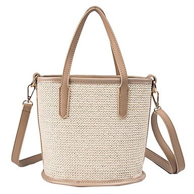 Women's straw physiotherapy bag, color block: beige / yellow / khaki / autumn; winter