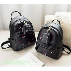 Girls floral embroidery mini backpack black backpack