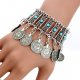 Women Crystal tassel charm bracelet, turquoise, tassels, silver bracelet everyday casual