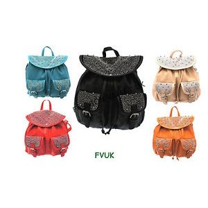 Women crystal-studded printing backpack handbag