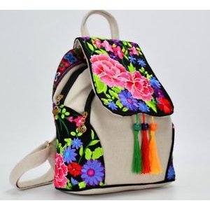 Floral embroidered women backpack bag backpack schoolbag girls