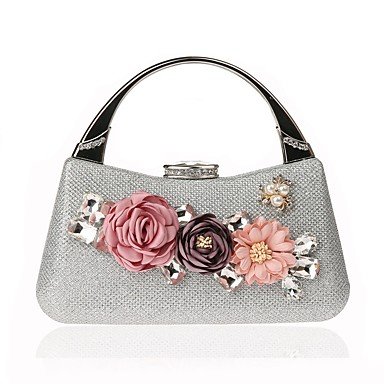 Women's Pearl/Flower Alloy Evening Bag Flower/Plant Black/Silver/Red/Autumn; Winter