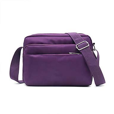 Women's Zipper Oxford / Nylon Crossbody Bag Black/Purple