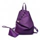 Handbag nylon backpack button purple, fuchsia, wine