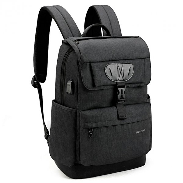 Excellent 15.6 Laptop Men Backpack USB Charging Bag Black