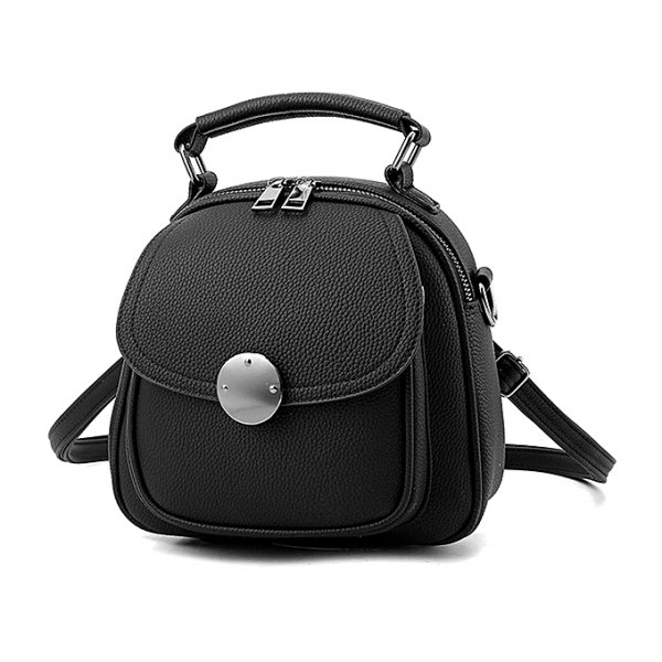 Female black shoulder bag lady fashion women soft leather backpack