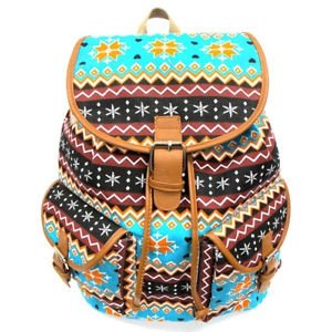 Rucksack straps drawstring travel, brown blue