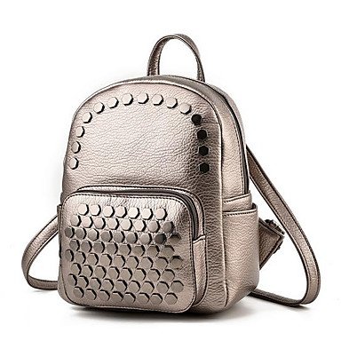 Women bag backpack zipper black, silver, wine