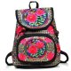 Women Girls backpack embroidered bags Red Rose