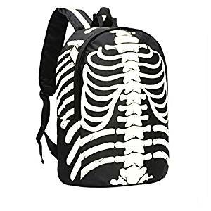 Off To College Canvas Backpack Fashion Glow In The Dark Bone Backpack Laptop Bag Shoulder Day Pack Handbag For Boys, Girls, Men,