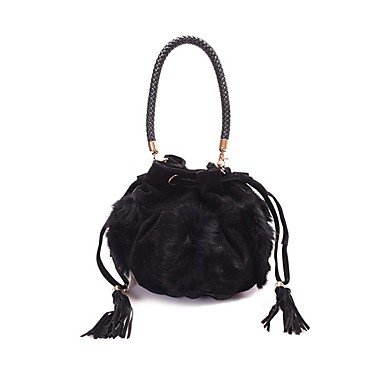 Women bag handbag synthetic tassels black, purple