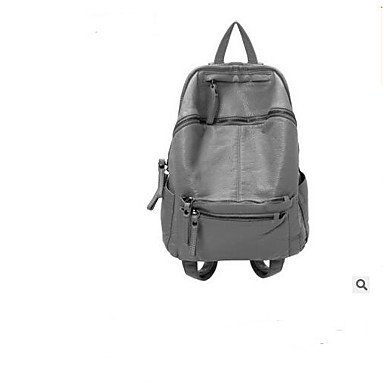 Women bag polyester backpack zipper black, dark gray