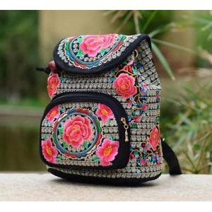 Backpack backpack embroidered red roses