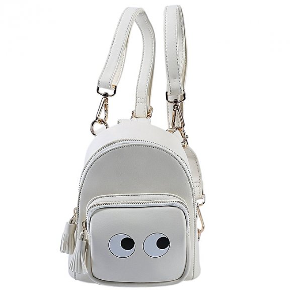 Fashion Casual Cartoon PU Leather Women Backpack Daypack Travel School Bags White