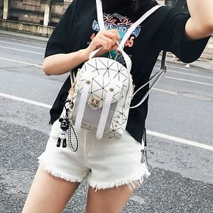 Rivets female casual small backpack shoulder strap hard curved handle