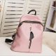 Handbag leather backpack rivet black, pink blush