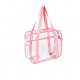 PU zipper tote bag solid color daily black / pink / light blue