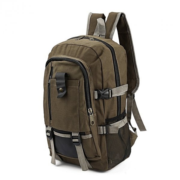 Neutral backpack retro canvas backpack preppy school shoulder travel bag brown