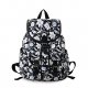 Handbag canvas backpack button, mode, geometric print in black, gray black