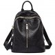 Faux Leather Black Daily Backpack for Women