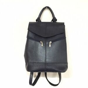 Vintage black backpack zipper pocket sized fold